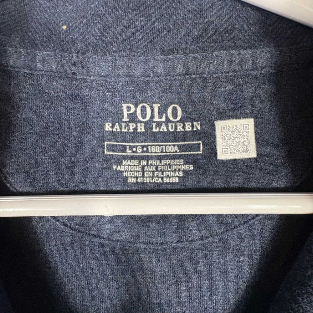 Polo Ralph Lauren Herringbone Quarter Zip Pullover Sweater Men's L Navy